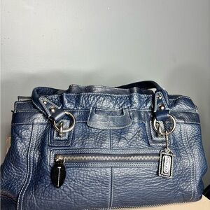 Vintage Coach Navy Leather Shoulder Bag
